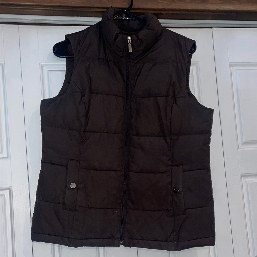 Charter Club Women's Brown Puffer Vest-Medium
